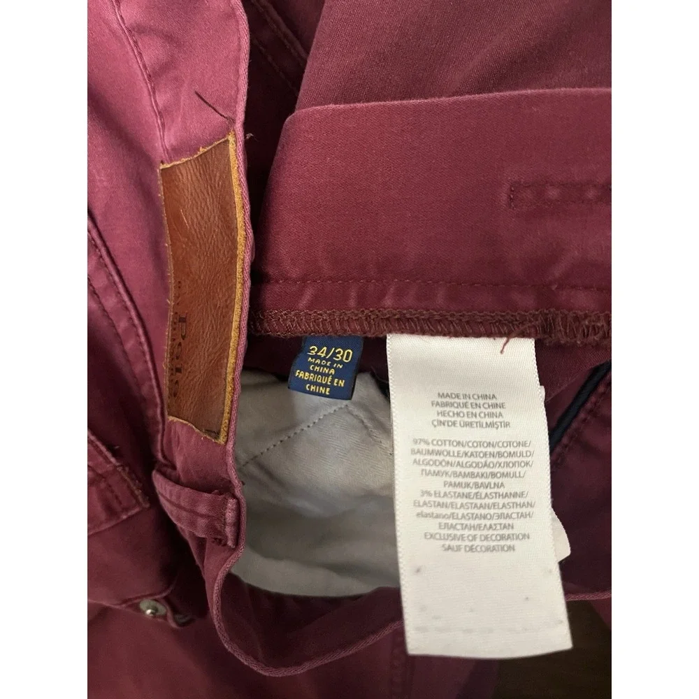 Polo Ralph Lauren 34x30 Burgundy Straight Leg Stretch Twill Pants dress pants